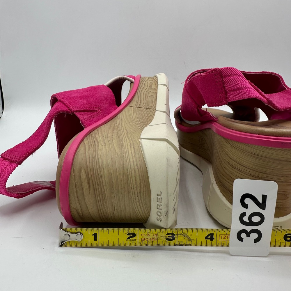 Sorel Joanie III Women's Fuchsia Suede Wedge Platform Sandals Size 10 - Picture 11 of 11
